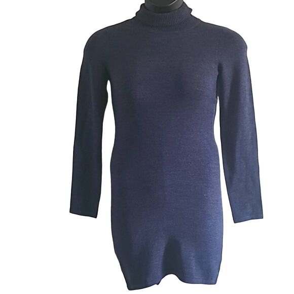 French Connection Women's Bodycon Knit Mini Sweater Dress - Dark Blue Size L NWT - Picture 4 of 10